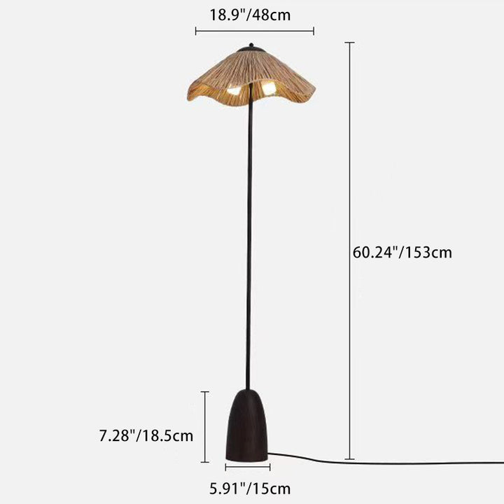 Traditionelle Vintage Regenschirm Zylinder Eisen Stroh 2-Licht Stehlampe für Wohnzimmer 