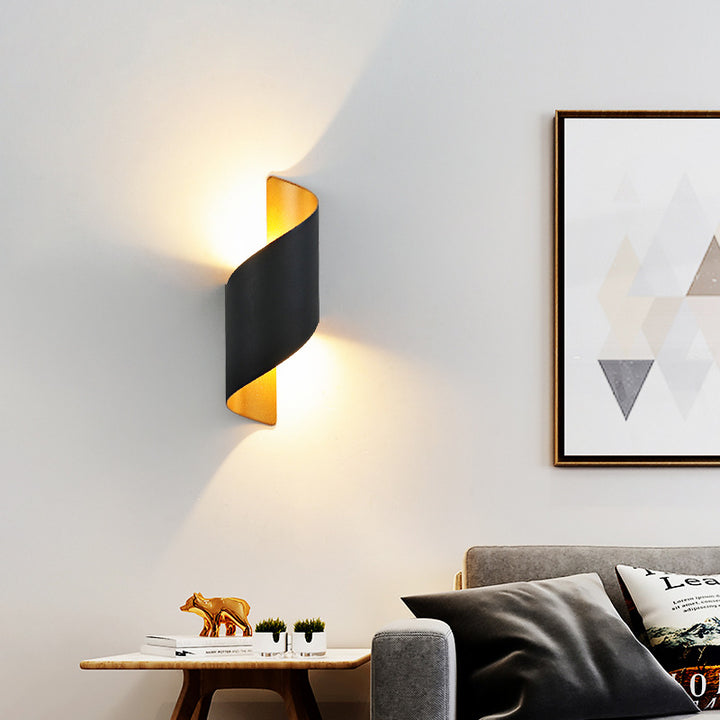 Applique murale LED en spirale en aluminium acrylique imperméable moderne minimaliste pour chambre 