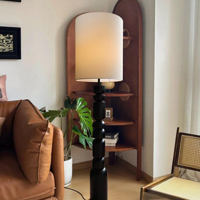 Traditionelle französische Zylinder-Halbkreis-Kaskadenkombination aus Holz und Stoff mit 1 Licht für das Wohnzimmer 