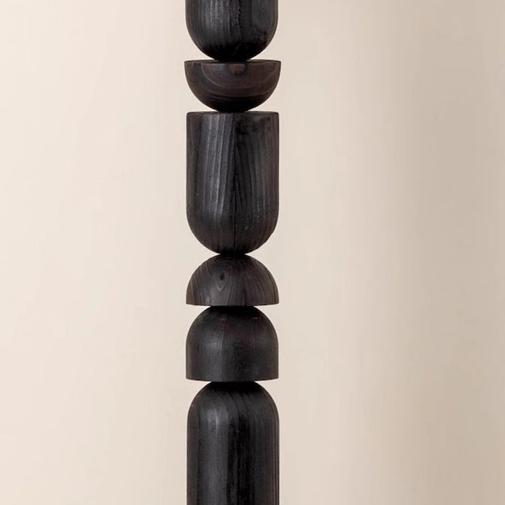 Traditional French Cylinder Half Circle Cascade Combination Wooden Fabric 1-Light Standing Floor Lamp For Living Room