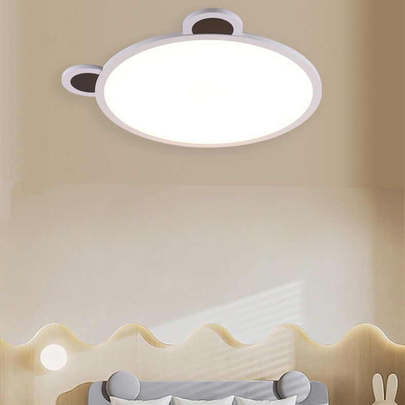 Modern Minimalist Cartoon Kids Round Half Circle Bear Aluminum Acrylic LED Flush Mount Ceiling Light For Bedroom