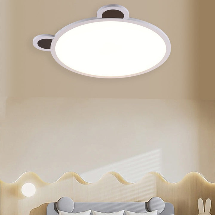 Modern Minimalist Cartoon Kids Round Half Circle Bear Aluminum Acrylic LED Flush Mount Ceiling Light For Bedroom
