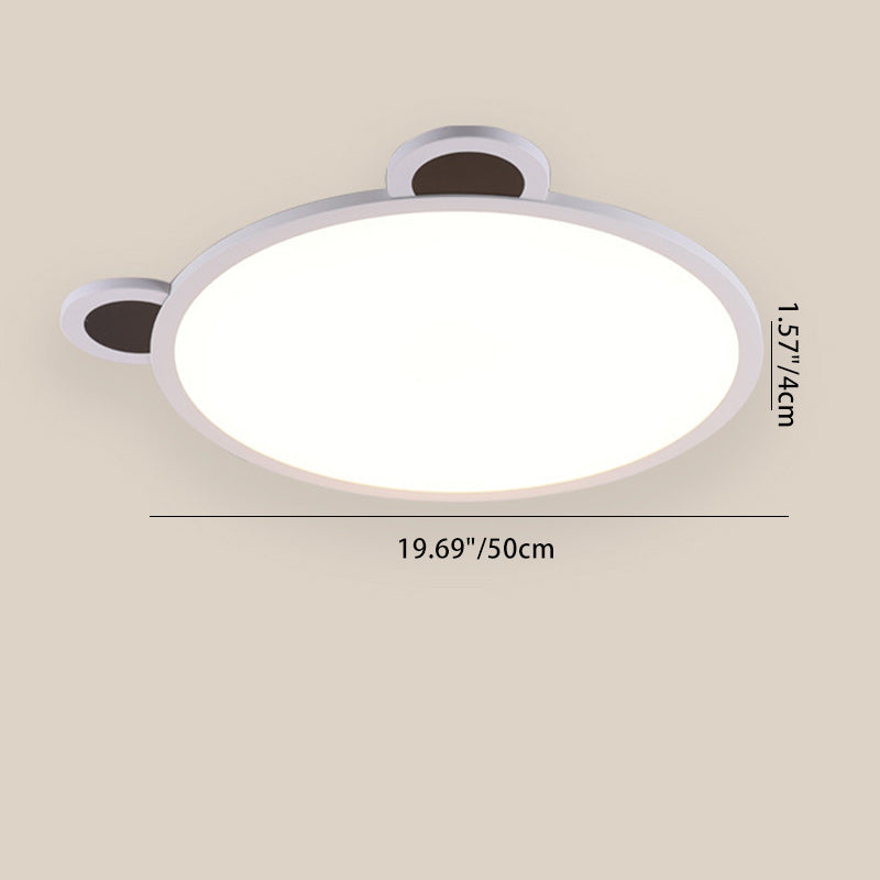 Modern Minimalist Cartoon Kids Round Half Circle Bear Aluminum Acrylic LED Flush Mount Ceiling Light For Bedroom