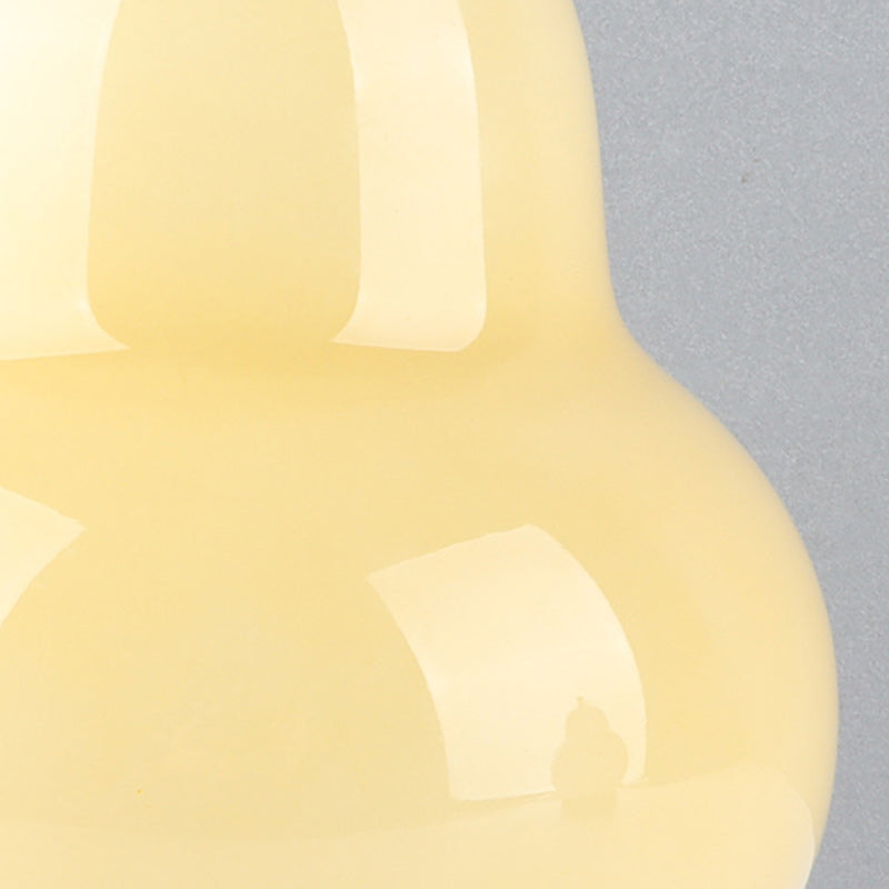 Modern Minimalist Cream Pear Disc Base Hardware Glass LED Table Lamp For Bedroom
