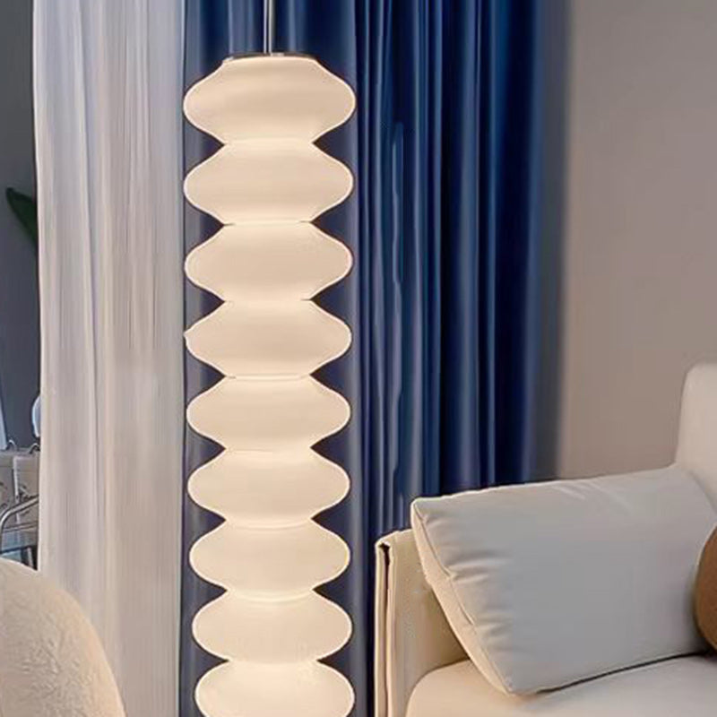Zeitgenössische skandinavische Kürbis-Mehrschicht-Stehlampe aus Eisen-Marmor und Acrylschirm, LED-Stehlampe für Wohnzimmer 