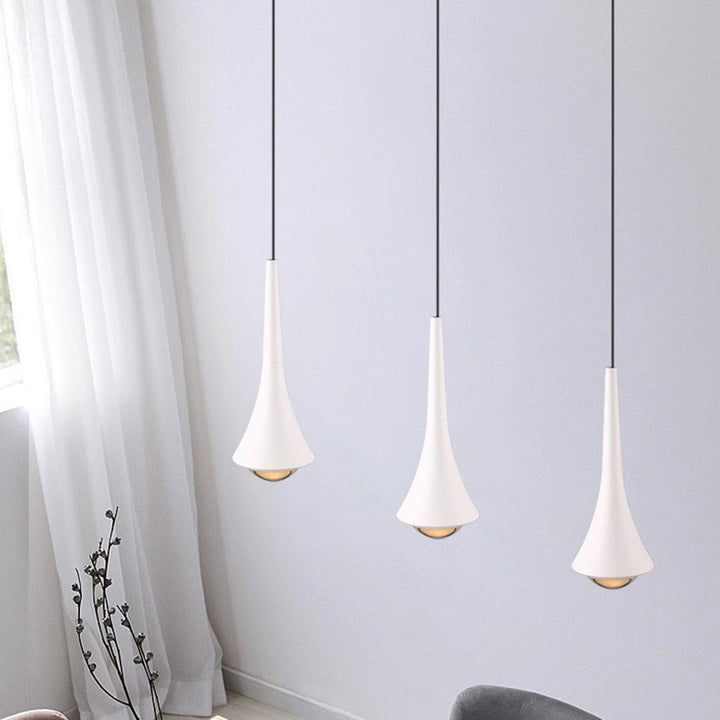 Modern Minimalist Flared Ball Liftable Aluminum Glass LED Pendant Light For Bedroom