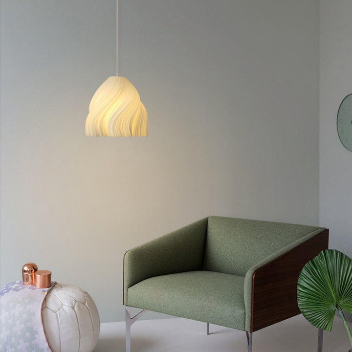 Contemporary Creative Irregular Curved Stripe Iron Acrylic 1-Light Pendant Light For Bedroom