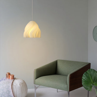 Lámpara colgante de hierro acrílico de 1 luz con rayas curvas irregulares creativas contemporáneas para dormitorio 