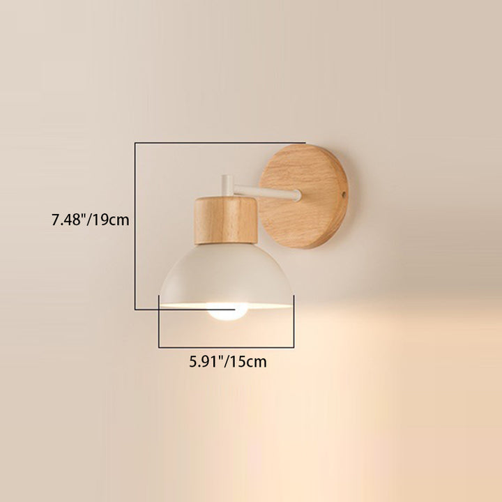 Moderne minimalistische halbrunde Zylinder Vogelscheibe Basis Eisen Massivholz Harz 1-Licht Wandleuchte Lampe für Schlafzimmer 