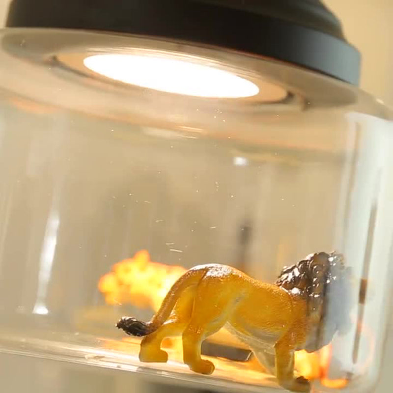 Contemporary Creative Cartoon Animals Kids Cylinder Iron Glass LED Pendant Light For Living Room