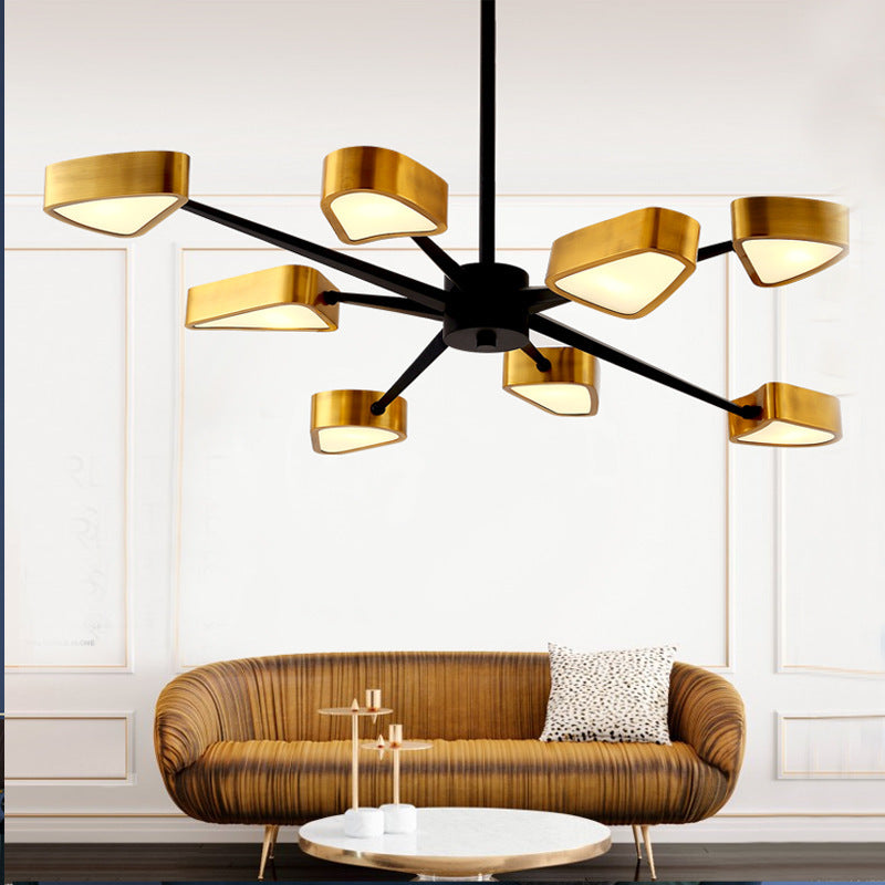 Zeitgenössische skandinavische Zweig Pfeil lange Stange Eisen Acryl LED Kronleuchter für Wohnzimmer 