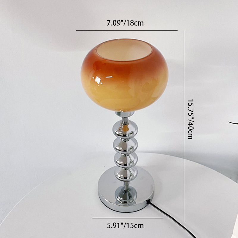 Contemporary Scandinavian Oval Orb Gourd Disc Base Iron Glass 1-Light Table Lamp For Bedroom