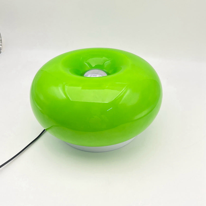 Lámpara de mesa LED de hierro con vidrio ovalado en crema minimalista moderna para dormitorio 
