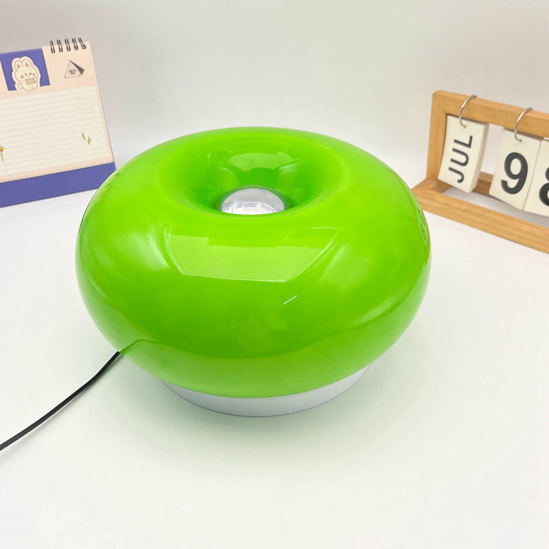 Lámpara de mesa LED de hierro con vidrio ovalado en crema minimalista moderna para dormitorio 