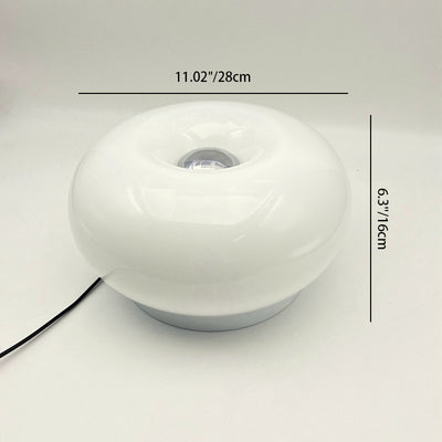 Lámpara de mesa LED de hierro con vidrio ovalado en crema minimalista moderna para dormitorio 