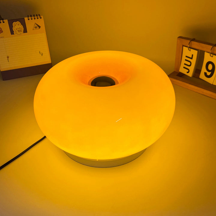 Lampe de Table LED en Verre et Fer Ovale Crème Kaki Minimaliste Moderne pour Chambre 