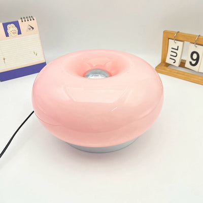 Lámpara de mesa LED de hierro con vidrio ovalado en crema minimalista moderna para dormitorio 