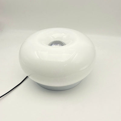 Lámpara de mesa LED de hierro con vidrio ovalado en crema minimalista moderna para dormitorio 
