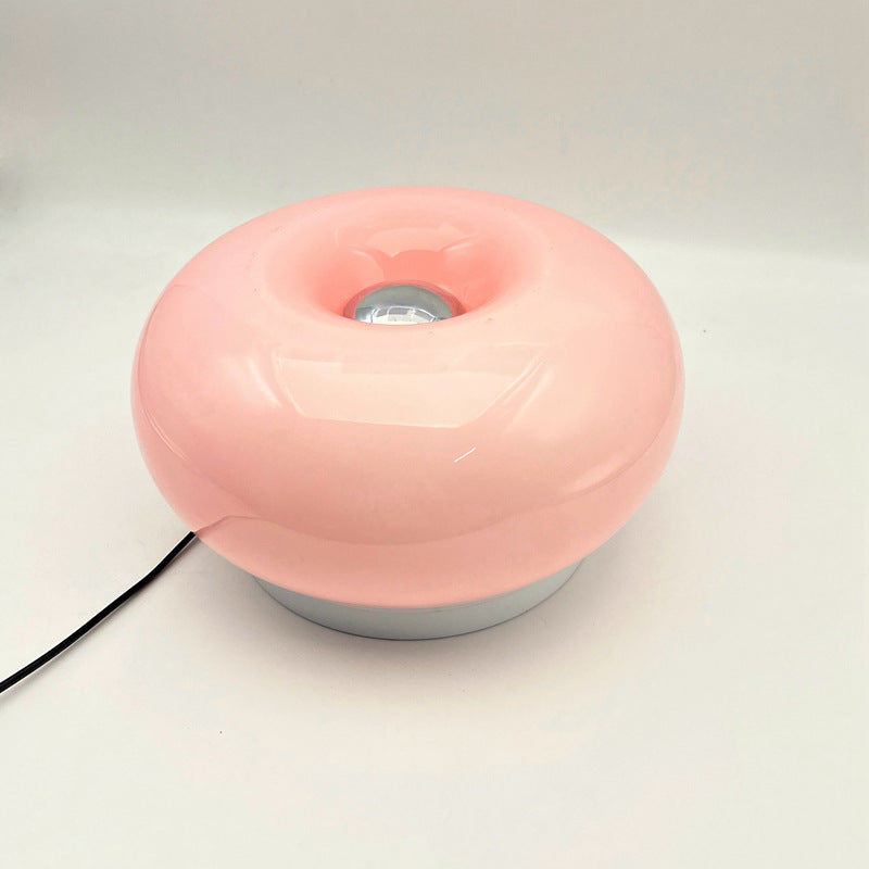 Lámpara de mesa LED de hierro con vidrio ovalado en crema minimalista moderna para dormitorio 