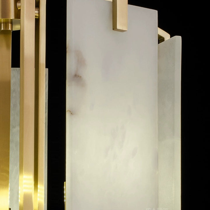 Modern Luxury Rectangular Bar Marble Copper 1-Light Pendant Light For Bedroom