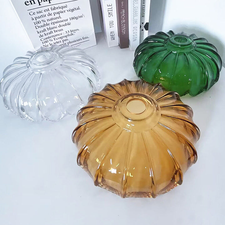 Contemporary Scandinavian Lotus Leaf Cylinder Copper Glass 1-Light Pendant Light For Bedroom