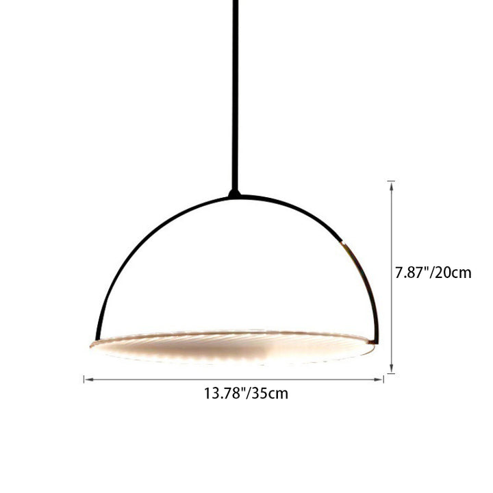 Lustre LED en tissu de fer courbé rond contemporain scandinave pour salon 