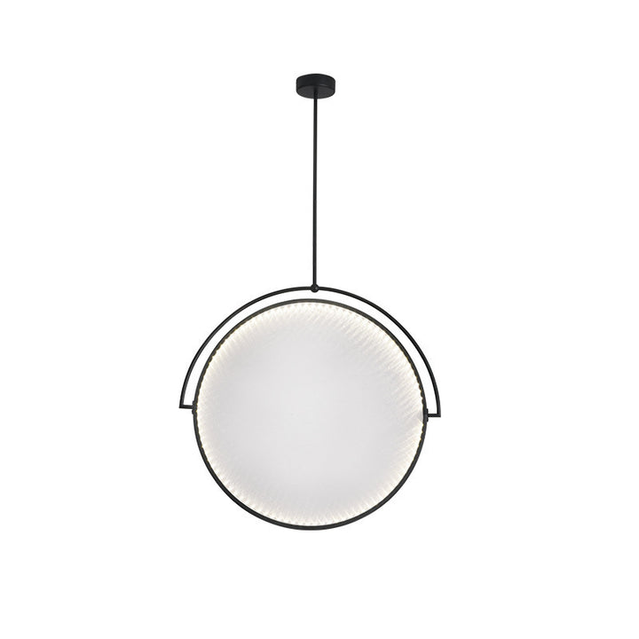 Lustre LED en tissu de fer courbé rond contemporain scandinave pour salon 