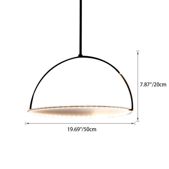Lustre LED en tissu de fer courbé rond contemporain scandinave pour salon 