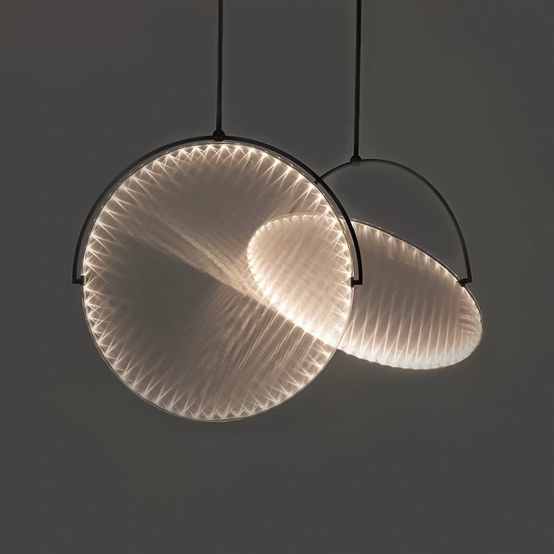 Lustre LED en tissu de fer courbé rond contemporain scandinave pour salon 