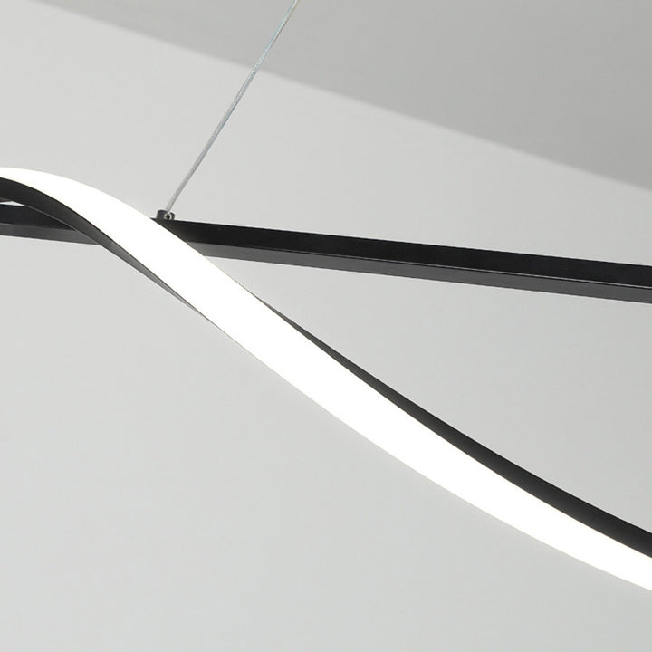 Lustre LED en acrylique et fer en forme de vague rectangulaire longue minimaliste moderne pour salle à manger 
