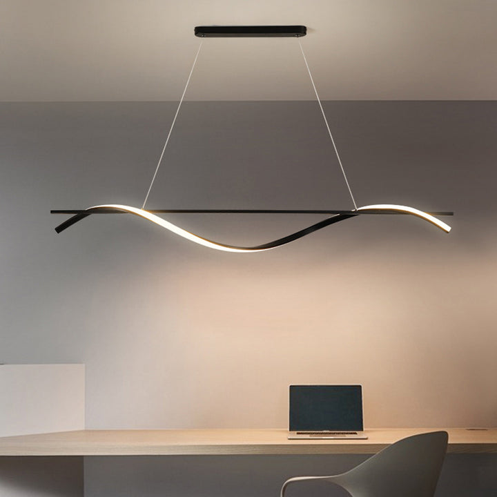 Lustre LED en acrylique et fer en forme de vague rectangulaire longue minimaliste moderne pour salle à manger 
