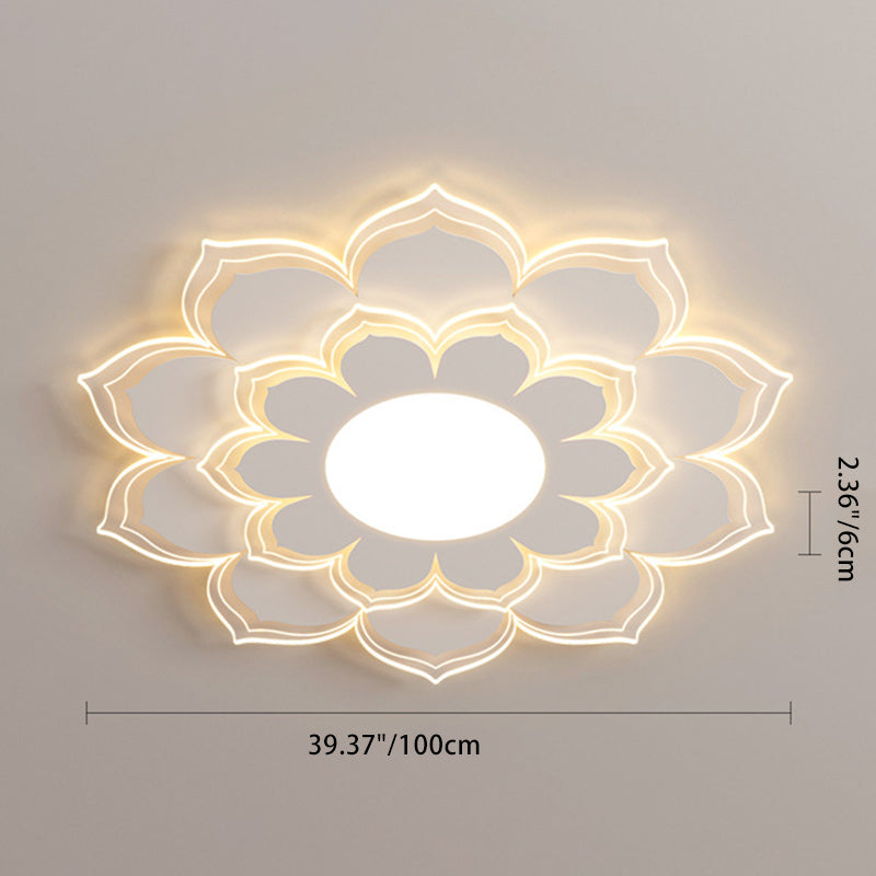 Plafonnier LED contemporain scandinave rond à pétales multicouches en fer et acrylique pour salon 
