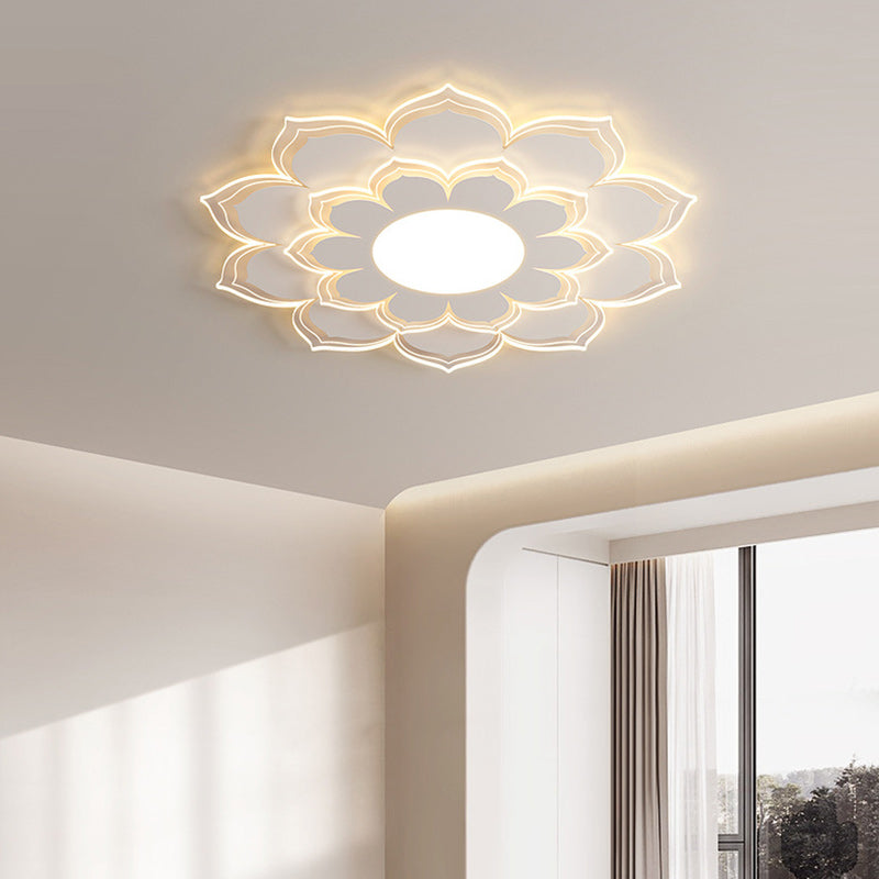 Plafonnier LED contemporain scandinave rond à pétales multicouches en fer et acrylique pour salon 