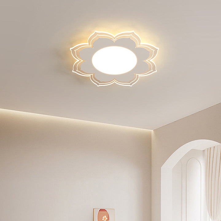 Plafonnier LED contemporain scandinave rond à pétales multicouches en fer et acrylique pour salon 