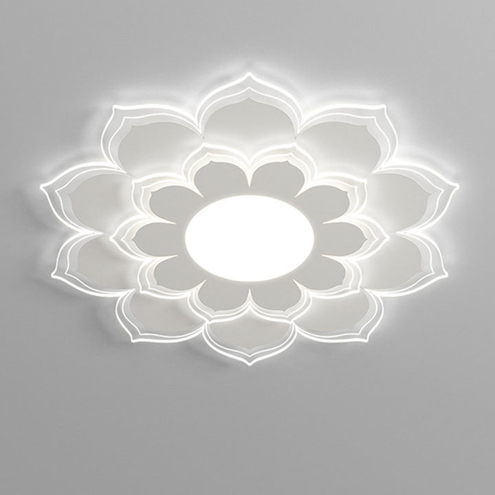 Plafonnier LED contemporain scandinave rond à pétales multicouches en fer et acrylique pour salon 