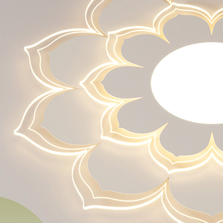 Plafonnier LED contemporain scandinave rond à pétales multicouches en fer et acrylique pour salon 
