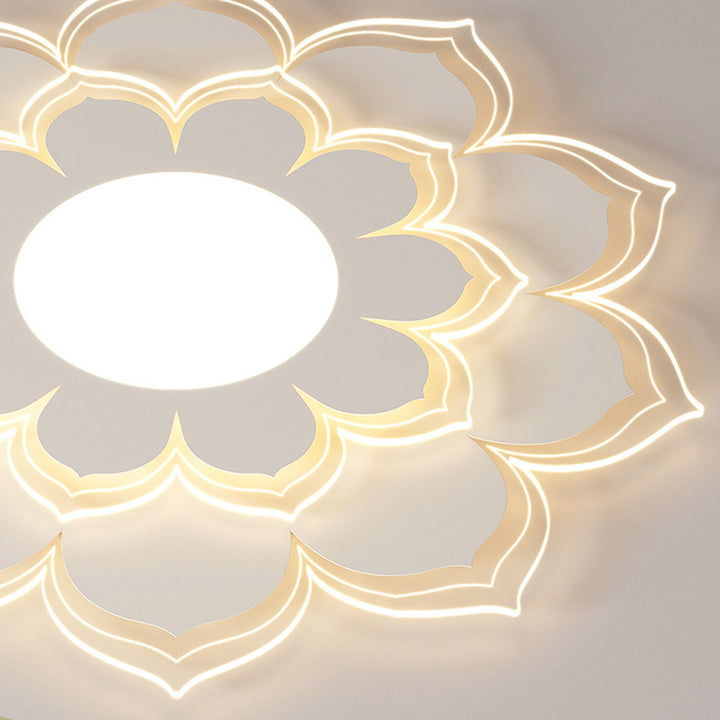 Plafonnier LED contemporain scandinave rond à pétales multicouches en fer et acrylique pour salon 