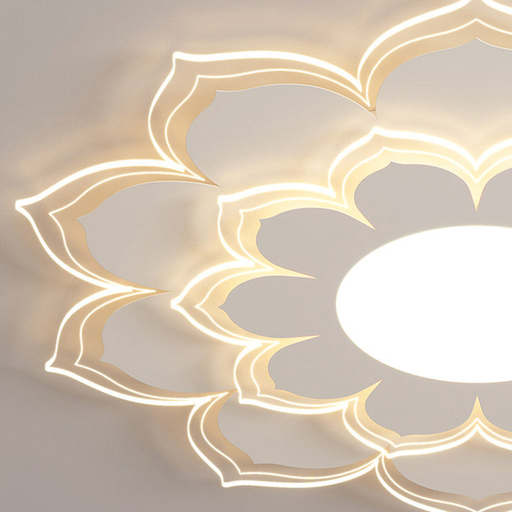 Plafonnier LED contemporain scandinave rond à pétales multicouches en fer et acrylique pour salon 