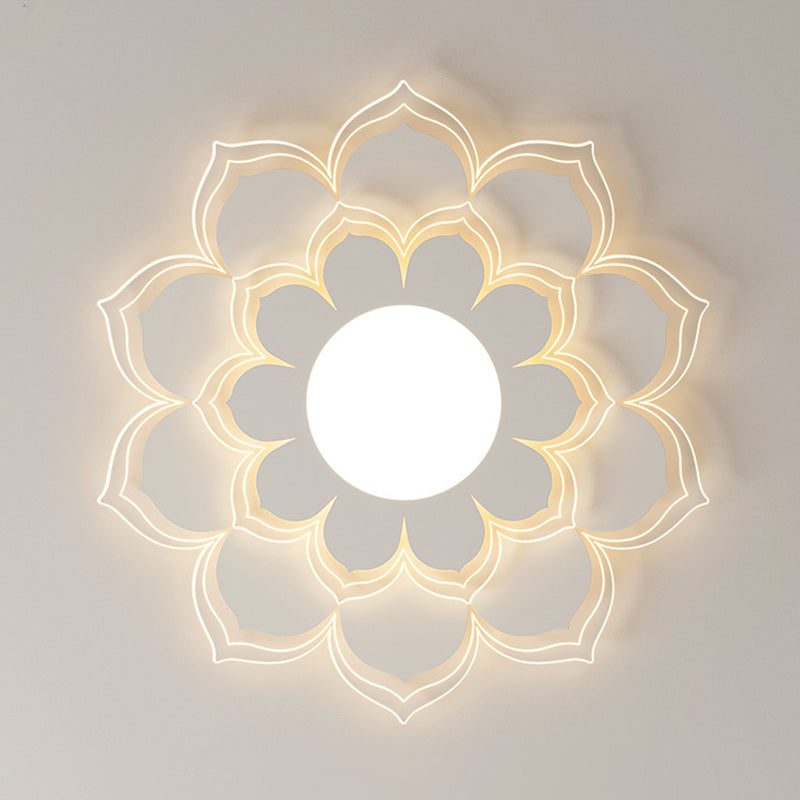 Plafonnier LED contemporain scandinave rond à pétales multicouches en fer et acrylique pour salon 