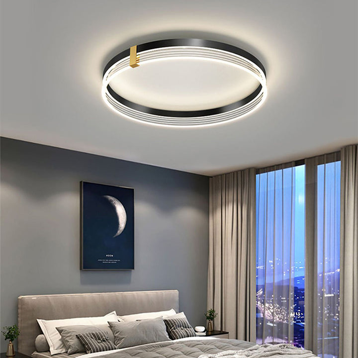 Zeitgenössische skandinavische runde Kreis-Rechteck-Eisen-Acryl-LED-Deckenleuchte für Schlafzimmer 