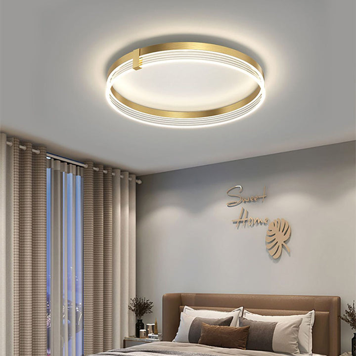 Zeitgenössische skandinavische runde Kreis-Rechteck-Eisen-Acryl-LED-Deckenleuchte für Schlafzimmer 