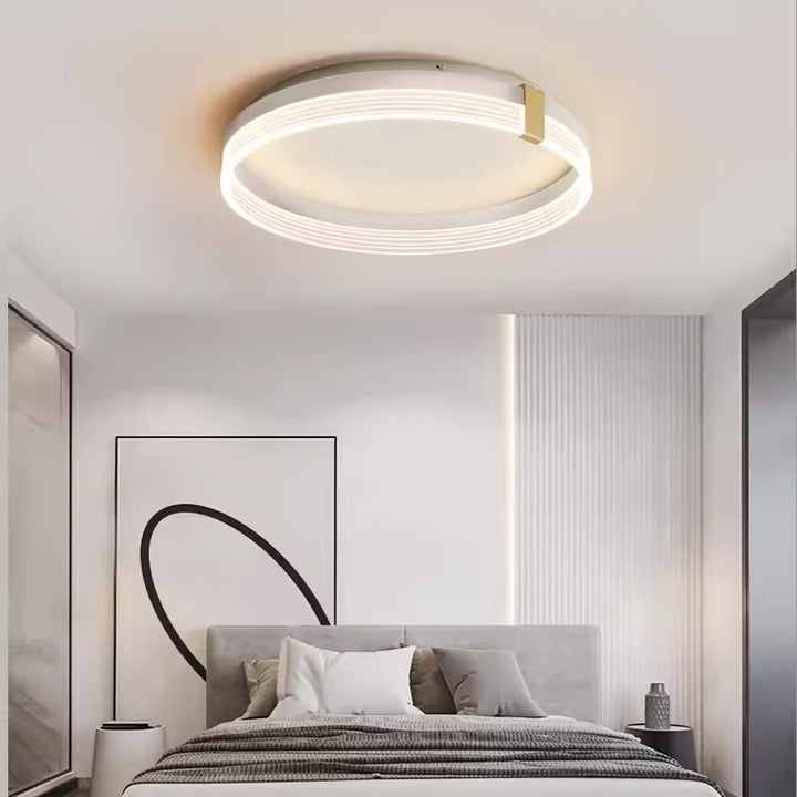 Zeitgenössische skandinavische runde Kreis-Rechteck-Eisen-Acryl-LED-Deckenleuchte für Schlafzimmer 