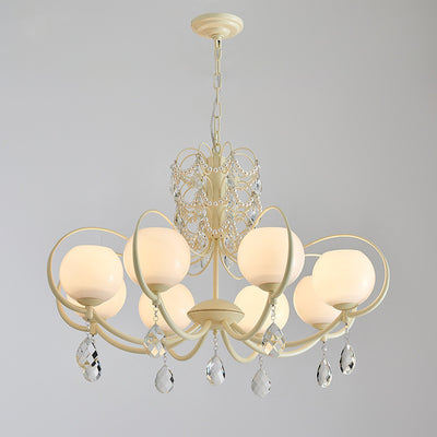 Traditioneller französischer Zweigperlen-Träne-Globus-Zylinder-Hardware-Glas-6/8-Licht-Kronleuchter für Wohnzimmer 