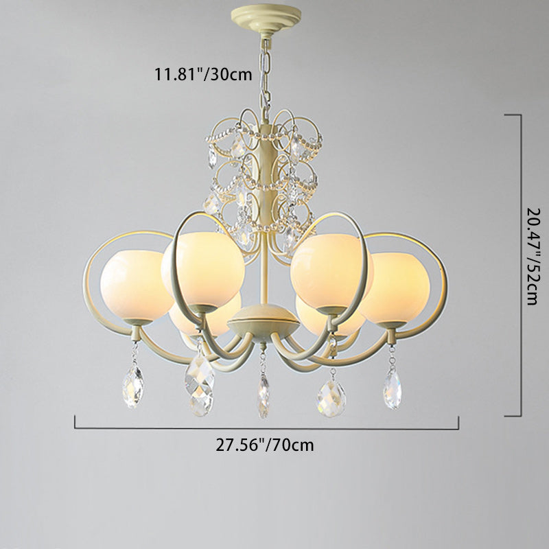 Traditioneller französischer Zweigperlen-Träne-Globus-Zylinder-Hardware-Glas-6/8-Licht-Kronleuchter für Wohnzimmer 