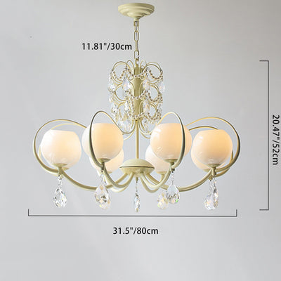 Traditioneller französischer Zweigperlen-Träne-Globus-Zylinder-Hardware-Glas-6/8-Licht-Kronleuchter für Wohnzimmer 