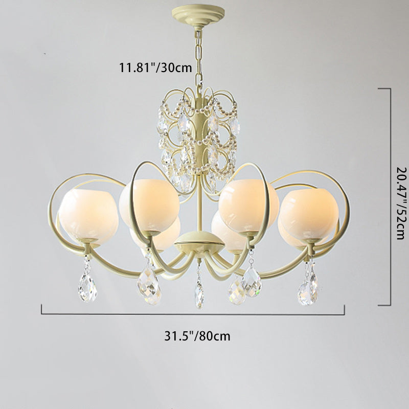 Traditioneller französischer Zweigperlen-Träne-Globus-Zylinder-Hardware-Glas-6/8-Licht-Kronleuchter für Wohnzimmer 