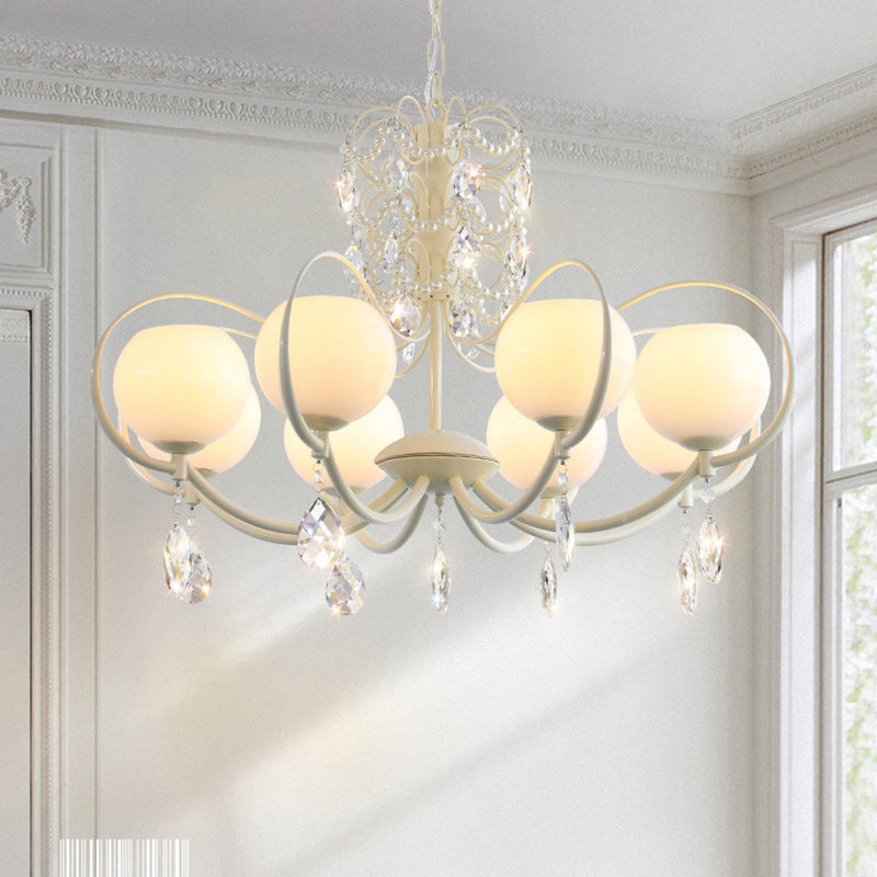 Traditioneller französischer Zweigperlen-Träne-Globus-Zylinder-Hardware-Glas-6/8-Licht-Kronleuchter für Wohnzimmer 