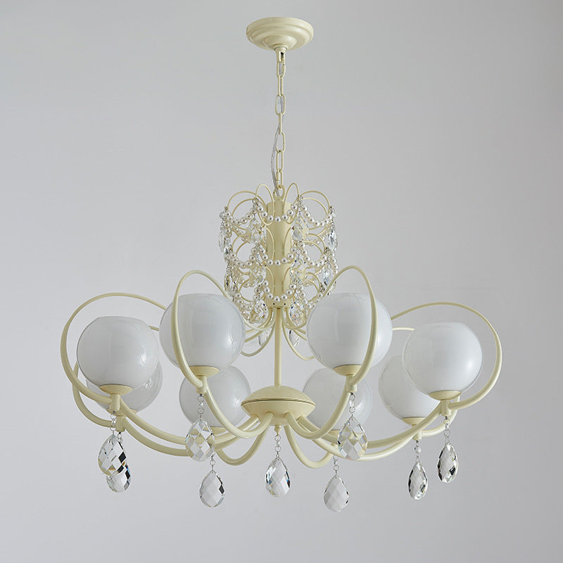Traditioneller französischer Zweigperlen-Träne-Globus-Zylinder-Hardware-Glas-6/8-Licht-Kronleuchter für Wohnzimmer 