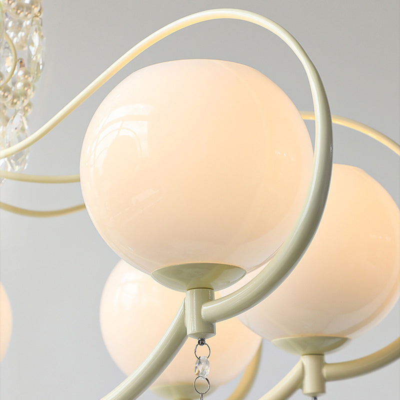 Traditioneller französischer Zweigperlen-Träne-Globus-Zylinder-Hardware-Glas-6/8-Licht-Kronleuchter für Wohnzimmer 
