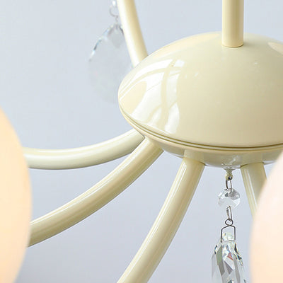 Traditioneller französischer Zweigperlen-Träne-Globus-Zylinder-Hardware-Glas-6/8-Licht-Kronleuchter für Wohnzimmer 